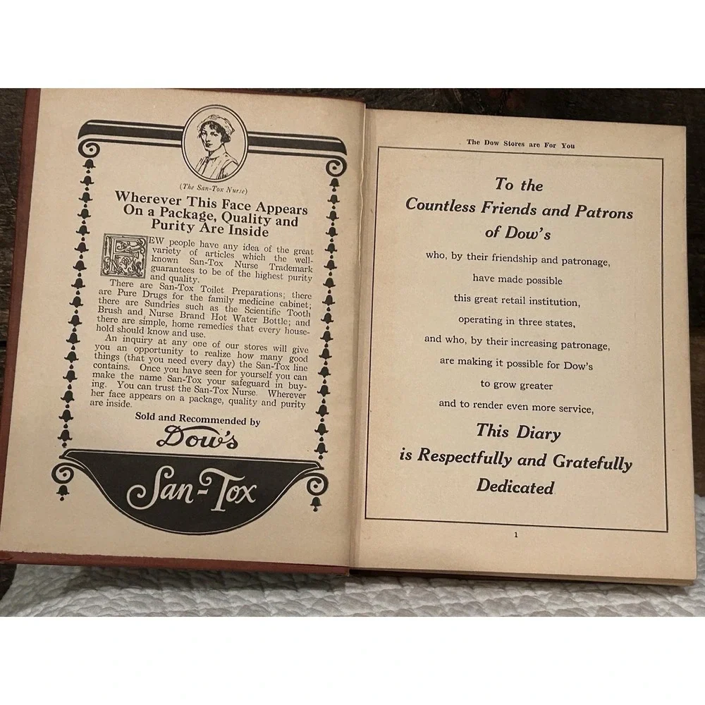 1930‎ Dow Drug Stores Diary Book VTG Book